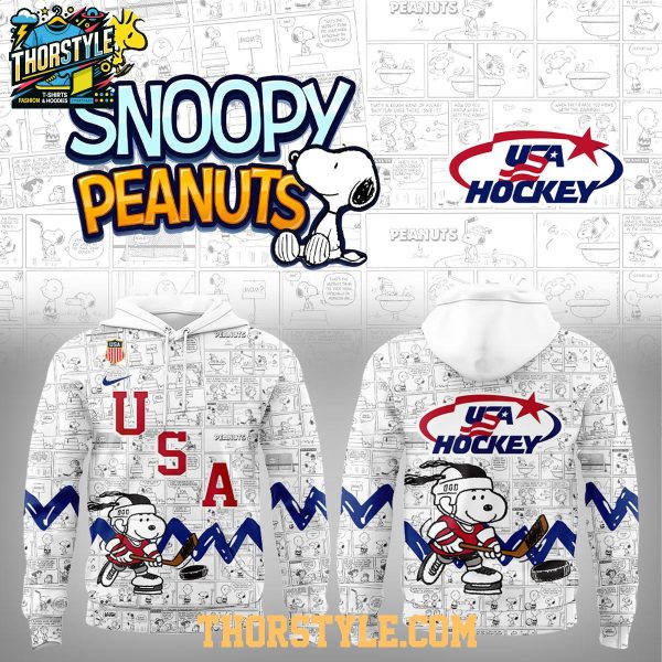 USA Hockey 2026 Olympics Champions Peanuts Night Hoodie T-Shirt