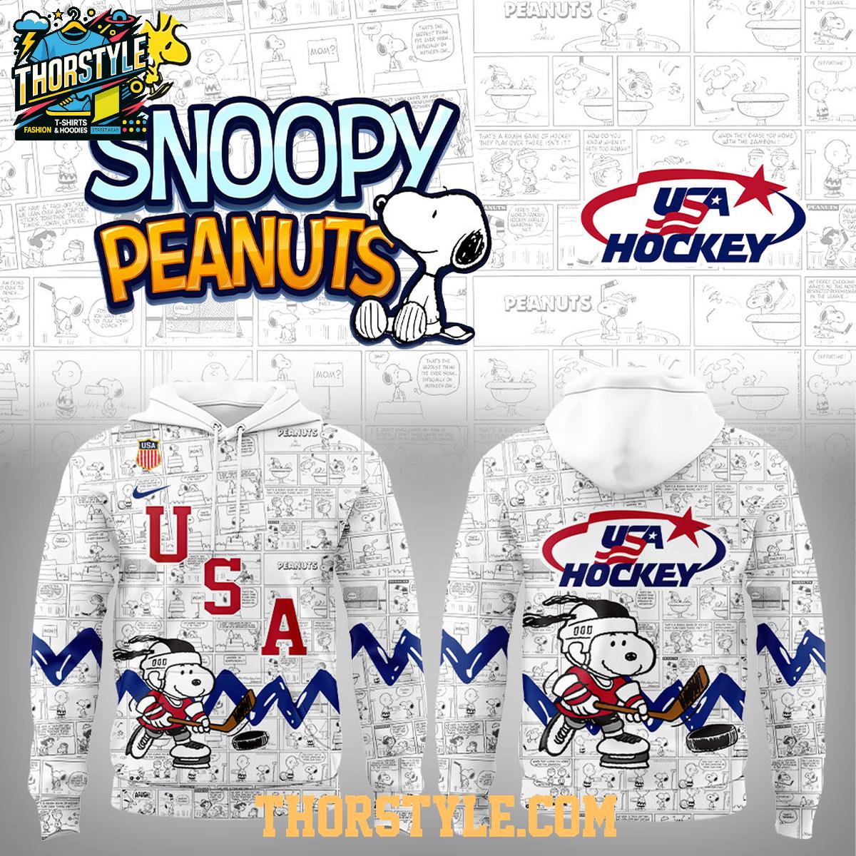 USA Hockey 2026 Olympics Champions Peanuts Night Hoodie T-Shirt USA Hockey 2026 Olympics Champions Peanuts Night Hoodie T-Shirt