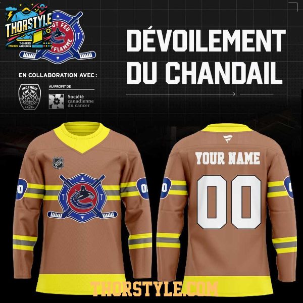 Vancouver Canucks Firefighter Tout Feu Tout Flamme 2026 Hockey Jersey
