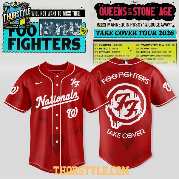 Washington Nationals x Foo Fighters Take Cover Tour 2026 Baseball Jersey