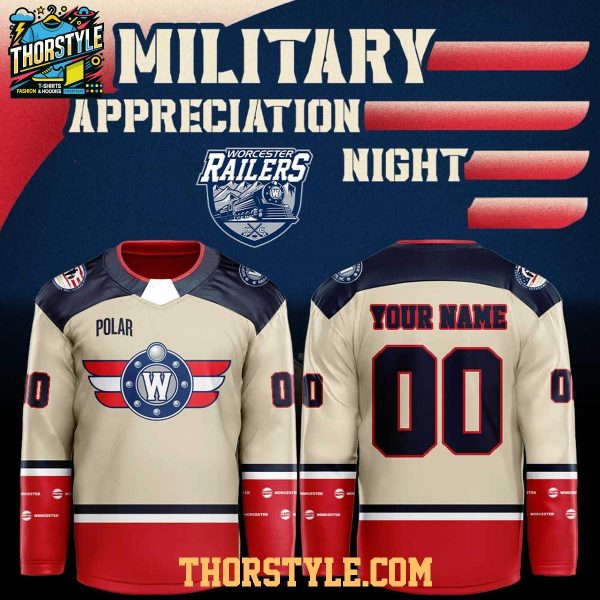 Worcester Railers HC Military Appreciation Night 2026 Personalized Hockey Jersey