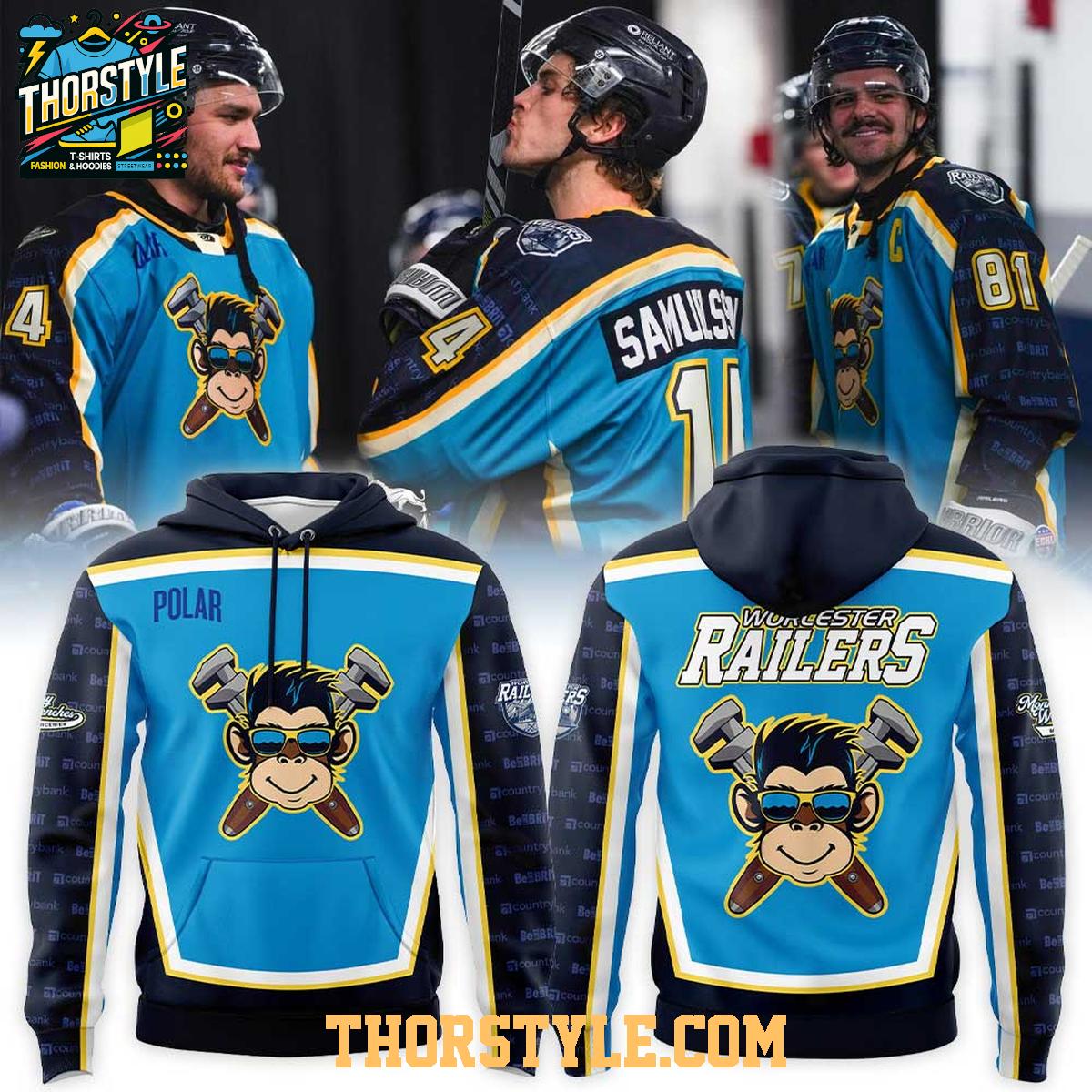 Worcester Railers Monkey Wrenches 2026 Night Hoodie T-Shirt Worcester Railers Monkey Wrenches 2026 Night Hoodie T-Shirt