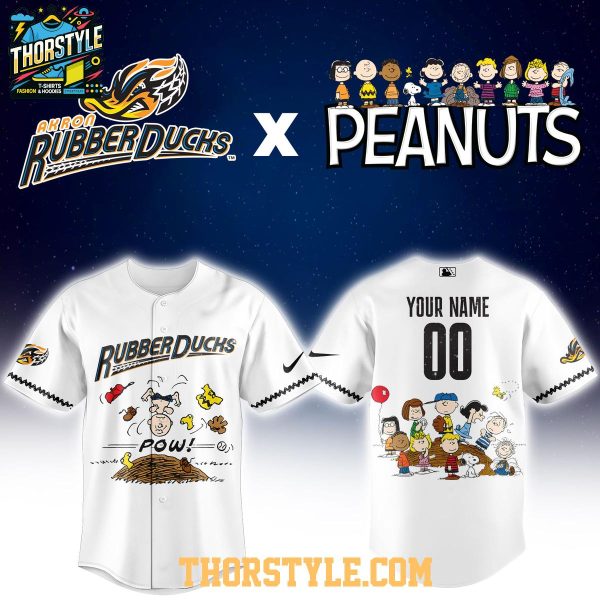 Akron RubberDucks Peanuts Night 2026 Snoopy Personalized Baseball Jersey