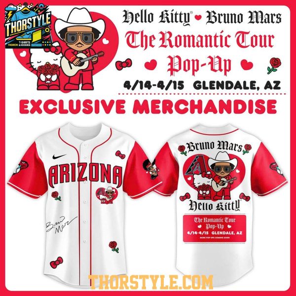 Arizona Diamondbacks Hello Kitty x Bruno Mars Romantic Tour 2026 Pop-Up Jersey