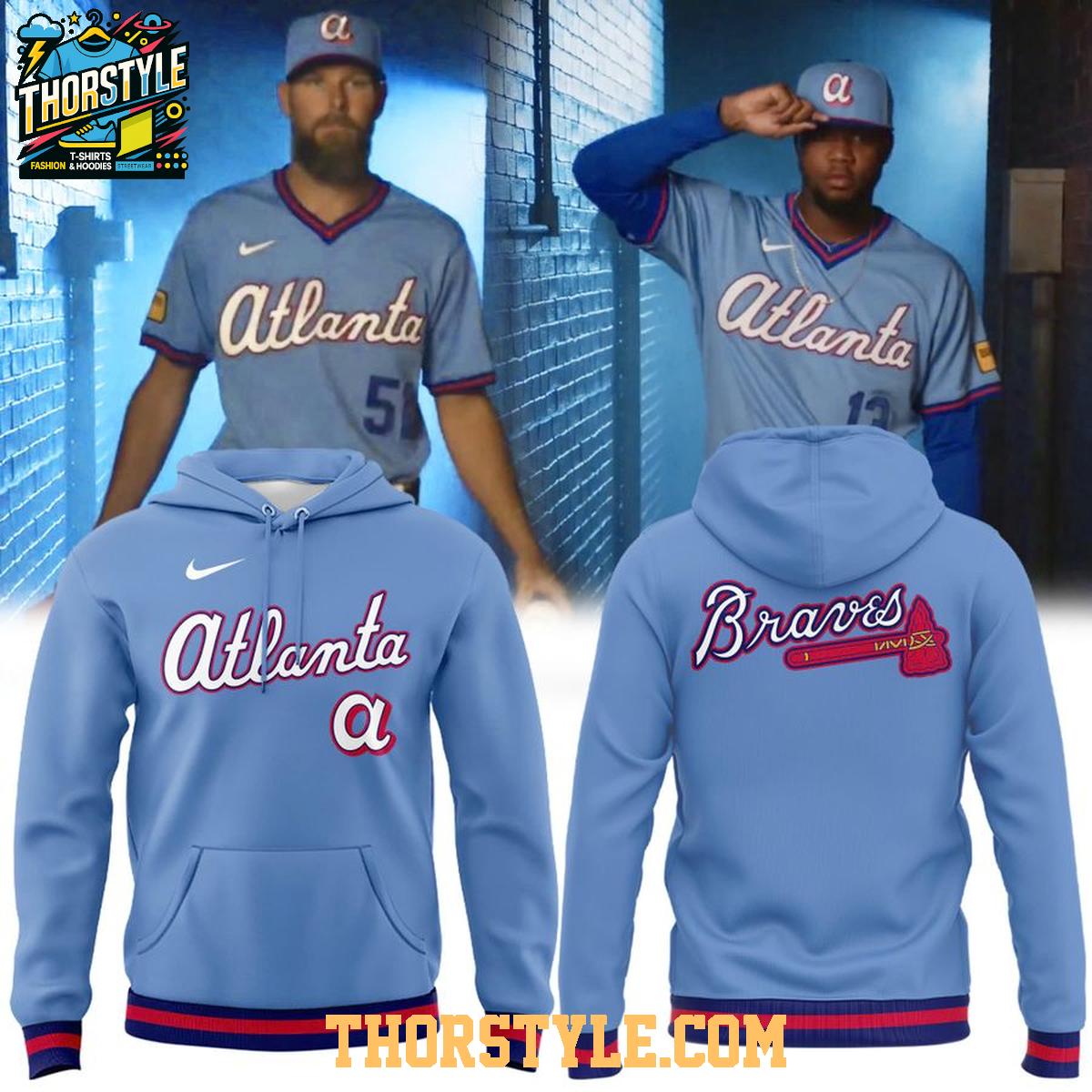 Atlanta Braves 2026 Powder Blue City Connect Uniform Hoodie T-Shirt Atlanta Braves 2026 Powder Blue City Connect Uniform Hoodie T-Shirt