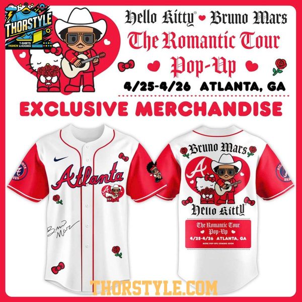 Atlanta Braves Hello Kitty x Bruno Mars Romantic Tour 2026 Pop-Up Jersey