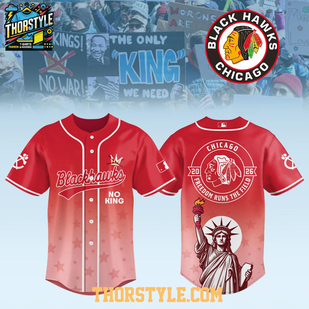 Chicago Blackhawks x No Kings No War 2026 Gameday Baseball Jersey Chicago Blackhawks x No Kings No War 2026 Gameday Baseball Jersey