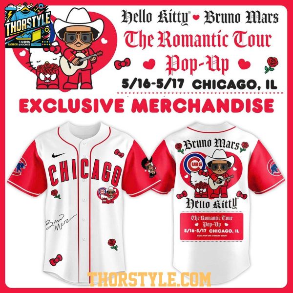 Chicago Cubs Hello Kitty x Bruno Mars Romantic Tour 2026 Pop-Up Jersey
