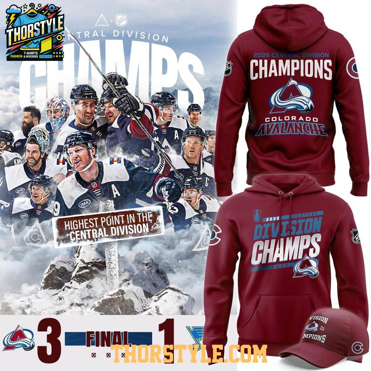 Colorado Avalanche 2026 Central Division Champions Hoodie T-Shirt Colorado Avalanche 2026 Central Division Champions Hoodie T-Shirt