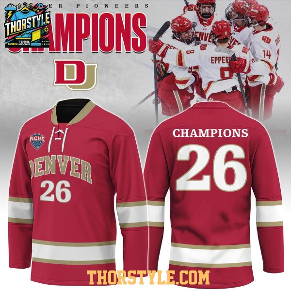 Denver Pioneers NCAA National Champions 2026 Personalized Hockey Jersey
