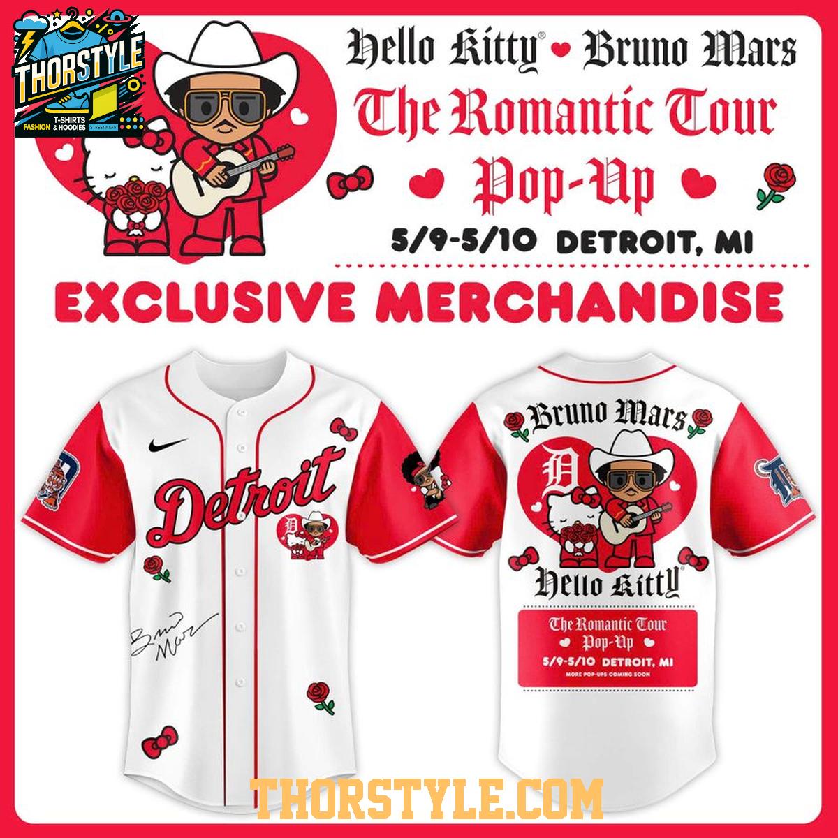 Detroit Tigers Hello Kitty x Bruno Mars Romantic Tour 2026 Pop-Up Jersey Detroit Tigers Hello Kitty x Bruno Mars Romantic Tour 2026 Pop-Up Jersey