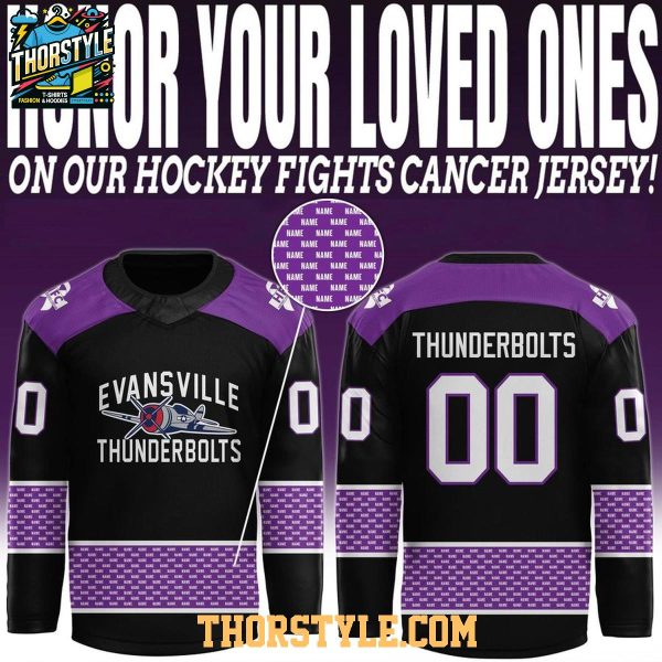 Evansville Thunderbolts Fight Cancer 2026 Personalized Hockey Jersey