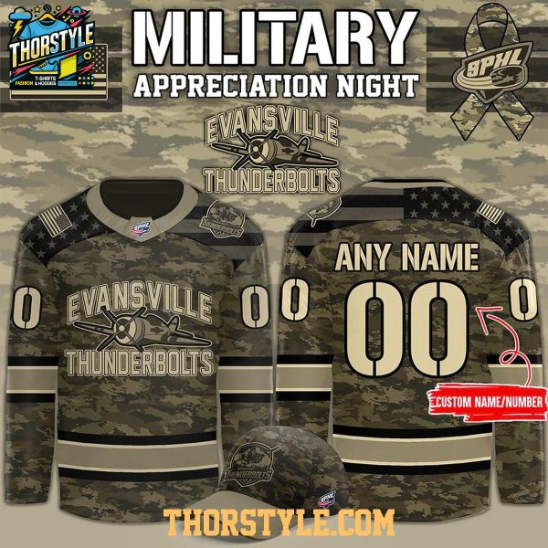 Evansville Thunderbolts Military Appreciation Night 2026 Personalized Hockey Jersey