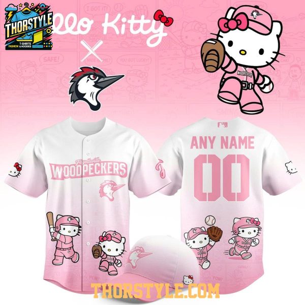Fayetteville Woodpeckers x Hello Kitty 2026 Night Pink Baseball Jersey