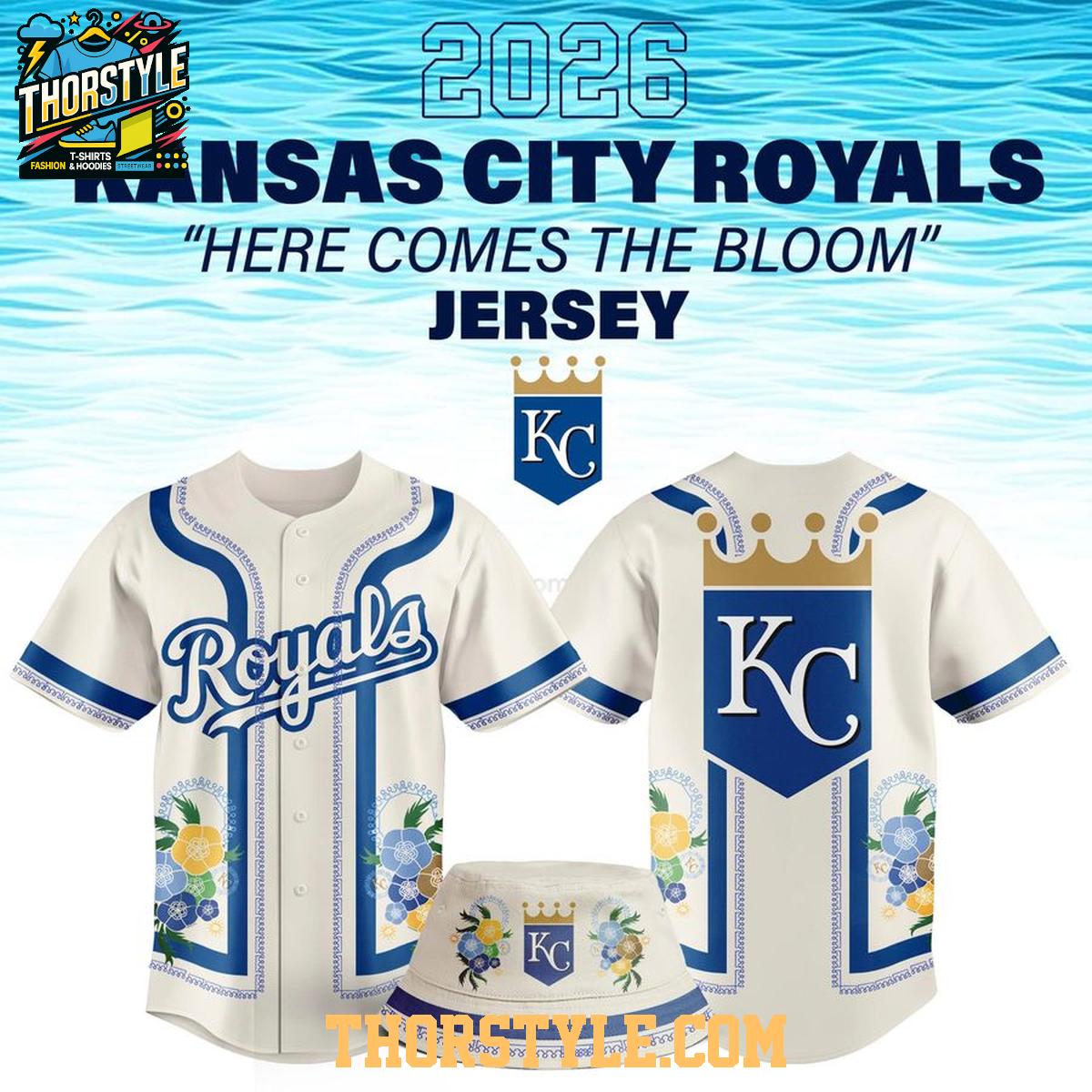 Kansas City Royals Here Comes The Bloom Hawaiian 2026 Baseball Jersey Kansas City Royals Here Comes The Bloom Hawaiian 2026 Baseball Jersey