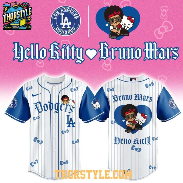 Los Angeles Dodgers Hello Kitty x Bruno Mars Pop Up 2026 Tour Baseball Jersey
