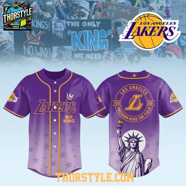 Los Angeles Lakers x No Kings No War 2026 Gameday Baseball Jersey