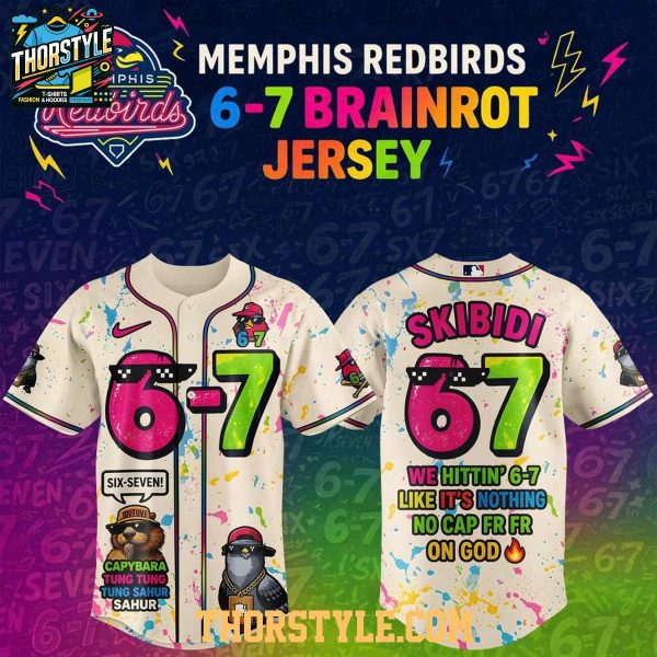 Memphis Redbirds 2026 Brainrot 6-7 Night Baseball Jersey