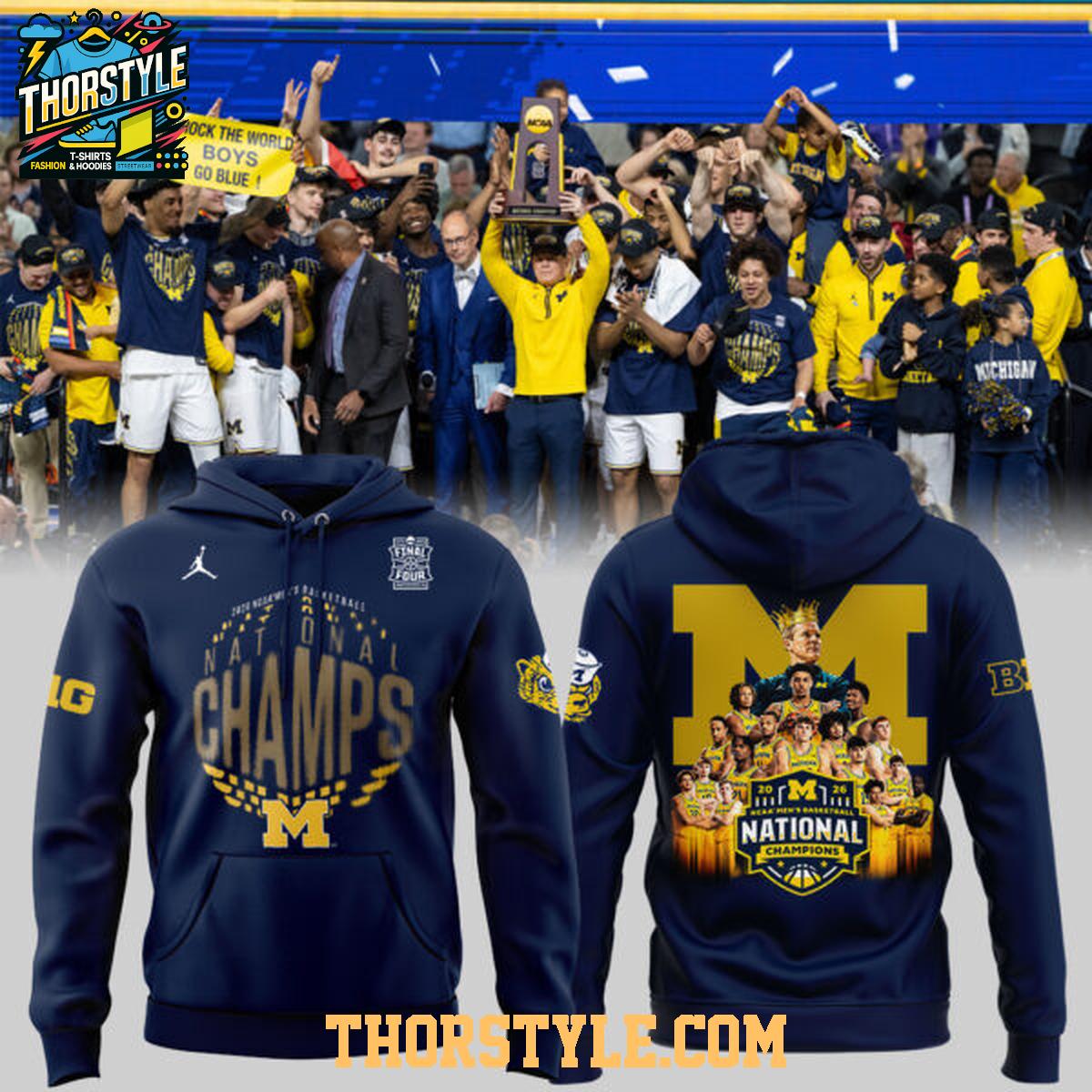 Michigan Wolverines Men's Basketball NCAA National Champions 2026 Hoodie Michigan Wolverines Men's Basketball NCAA National Champions 2026 Hoodie