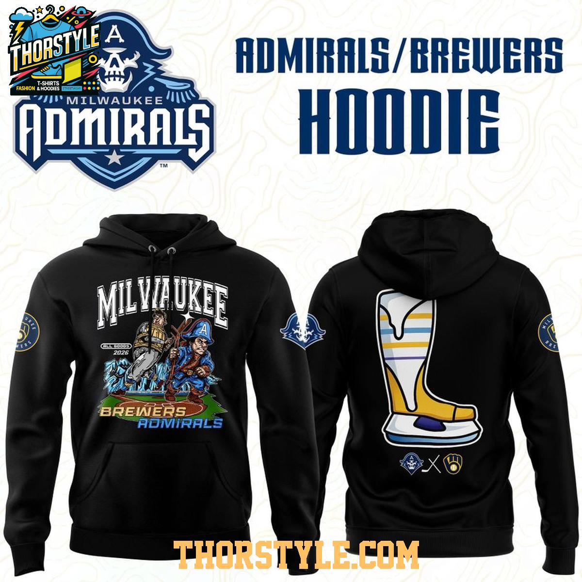 Milwaukee Admirals x Milwaukee Brewers 2026 Brew Crew Hoodie T-Shirt Milwaukee Admirals x Milwaukee Brewers 2026 Brew Crew Hoodie T-Shirt