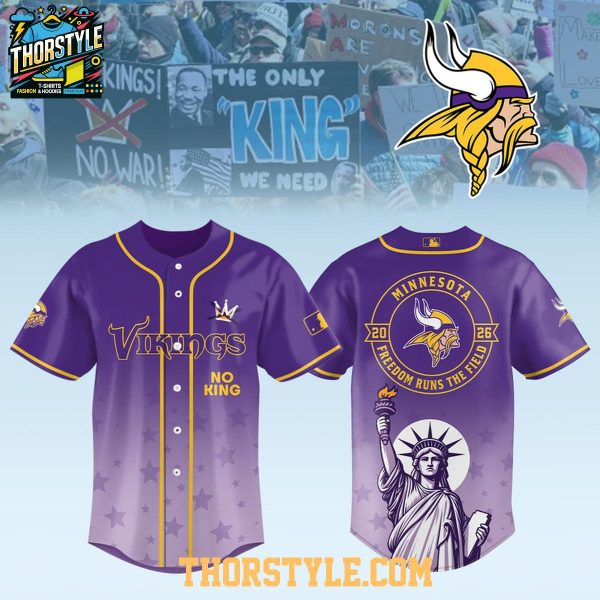 Minnesota Vikings x No Kings No War 2026 Gameday Baseball Jersey