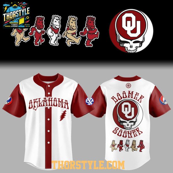 Oklahoma Sooners Grateful Dead 2026 Boomer Sooner Baseball Jersey