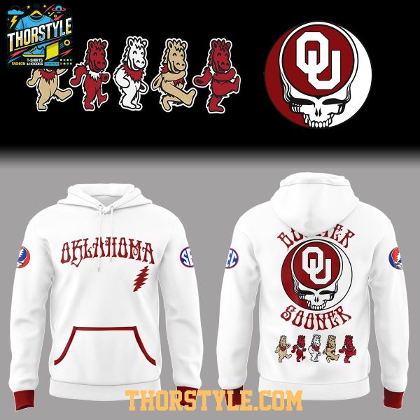 Oklahoma Sooners Grateful Dead 2026 Boomer Sooner Night Hoodie White