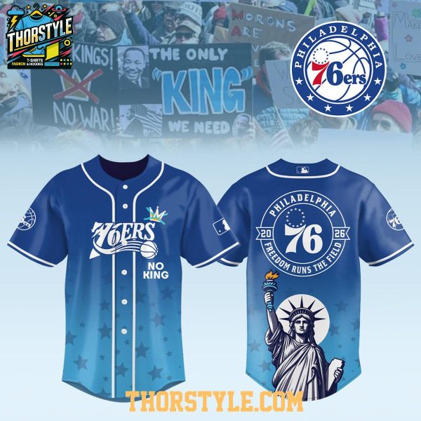 Philadelphia 76ers x No Kings No War 2026 Gameday Baseball Jersey