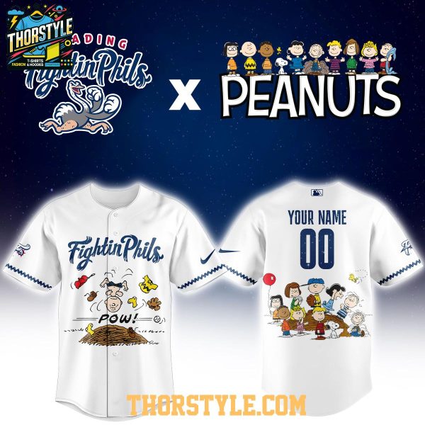 Reading Fightin Phils Peanuts Night 2026 MiLB Personalized Baseball Jersey