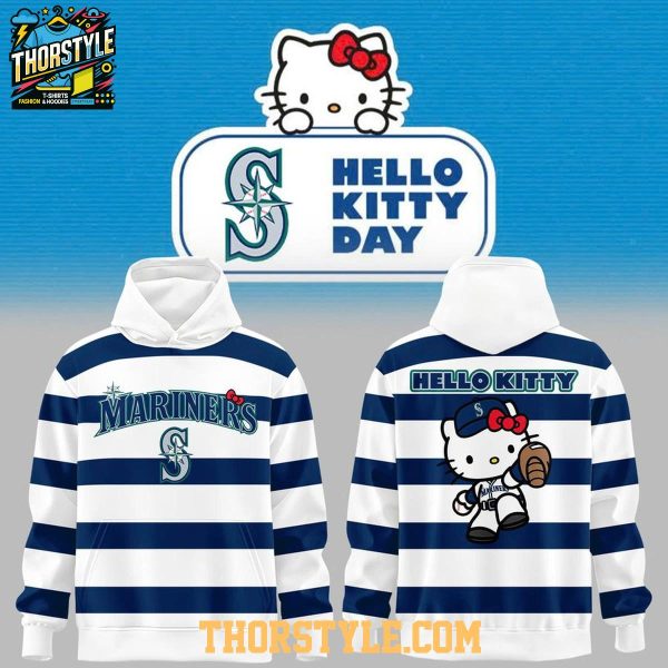 Seattle Mariners x Hello Kitty 2026 Retro Night Striped Hoodie Shirts
