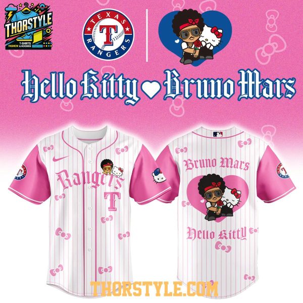 Texas Rangers Hello Kitty x Bruno Mars Pop Up 2026 Tour Baseball Jersey