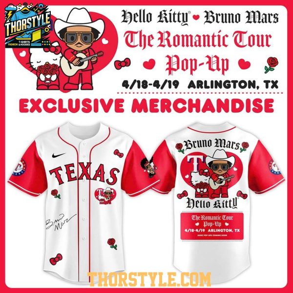 Texas Rangers Hello Kitty x Bruno Mars Romantic Tour 2026 Pop-Up Jersey