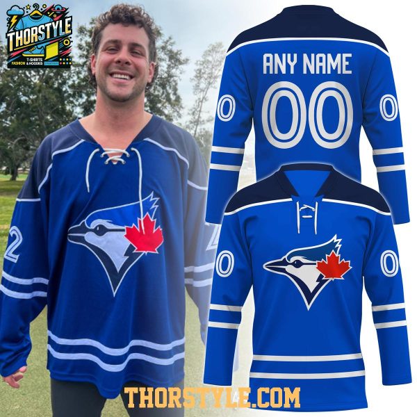Toronto Blue Jays 2026 Ernie Clement All Blue Personalized Hockey Jersey