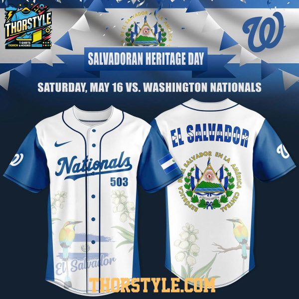 Washington Nationals Salvadoran Heritage Day in DC 2026 Baseball Jersey