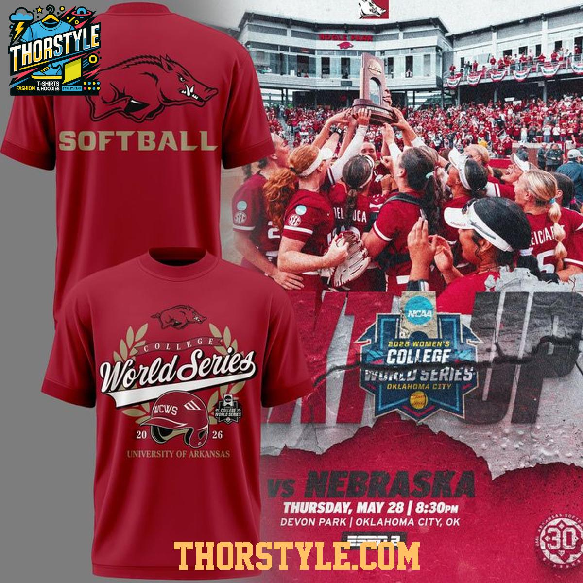 Arkansas Razorbacks College World Series Women's Softball 2026 Hoodie T-Shirt Arkansas Razorbacks College World Series Women's Softball 2026 Hoodie T-Shirt
