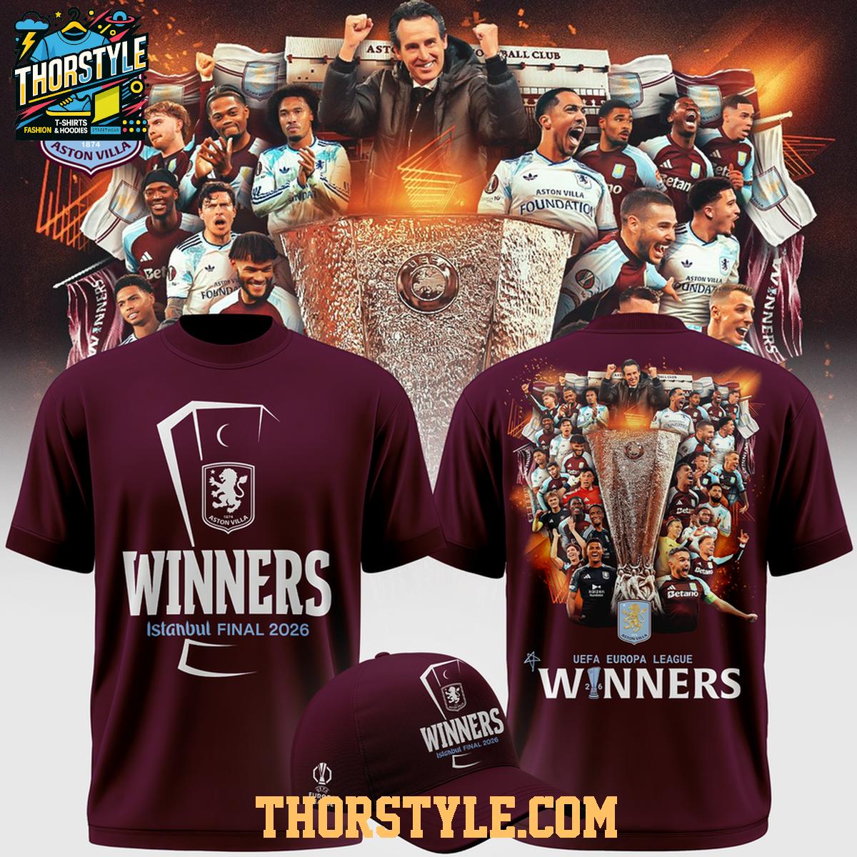 Aston Villa UEFA Europa League Istanbul Final 2026 Winners Hoodie T-Shirt Aston Villa UEFA Europa League Istanbul Final 2026 Winners Hoodie T-Shirt
