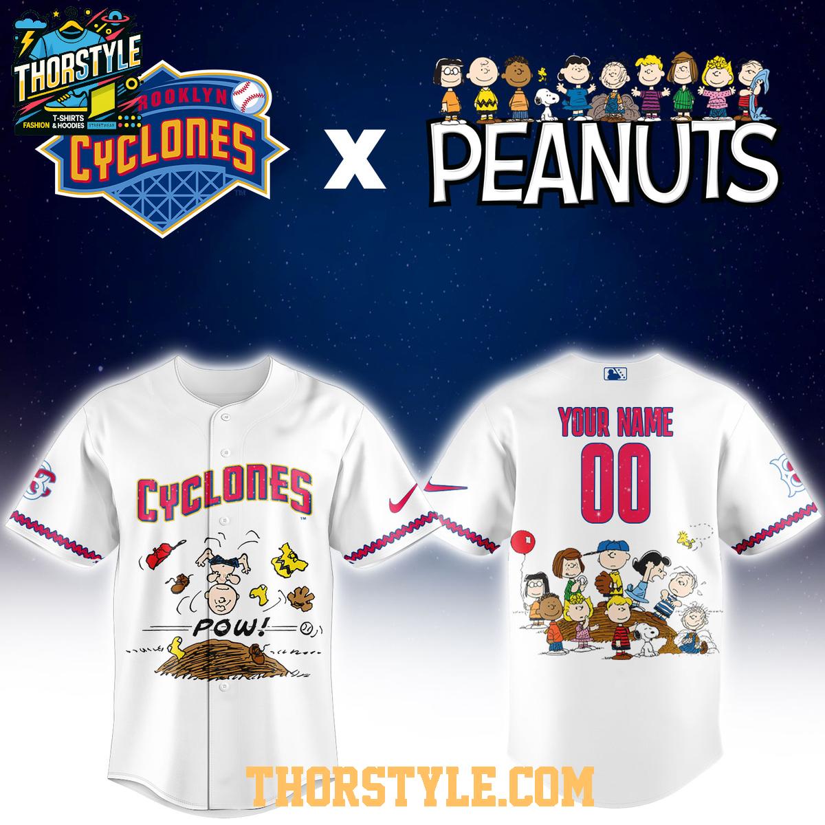 Brooklyn Cyclones Peanuts Night 2026 Minor League Personalized Jersey Brooklyn Cyclones Peanuts Night 2026 Minor League Personalized Jersey