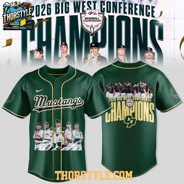 Cal Poly Mustangs Big West Conference 2026 Champions Baseball Jersey