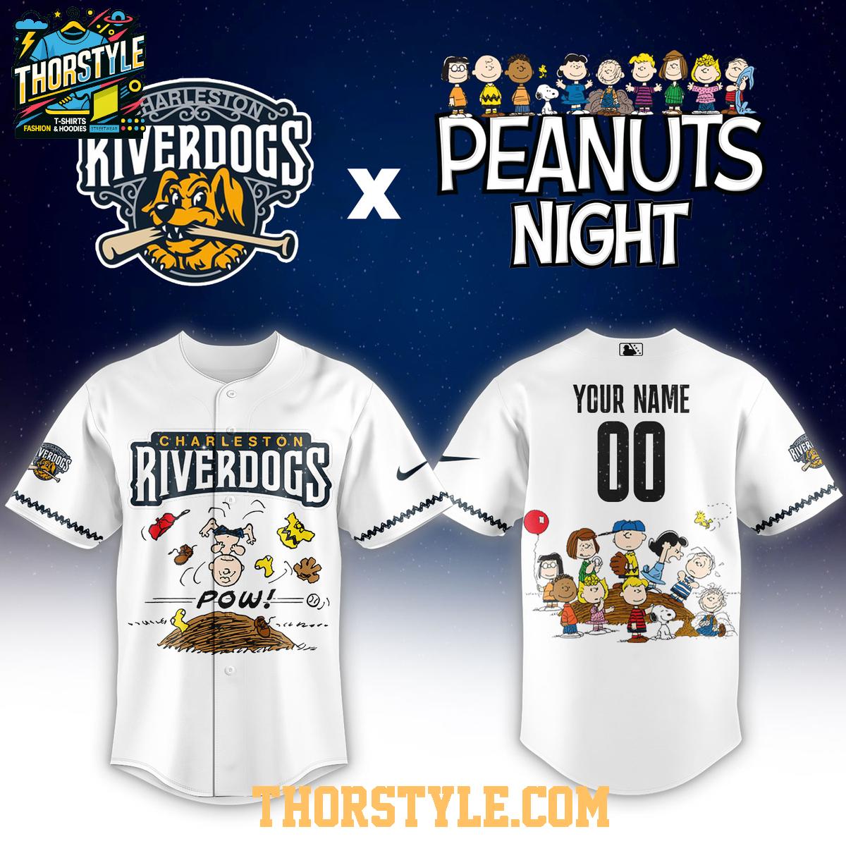 Charleston RiverDogs Peanuts Night 2026 Personalized Minor Baseball Jersey Charleston RiverDogs Peanuts Night 2026 Personalized Minor Baseball Jersey