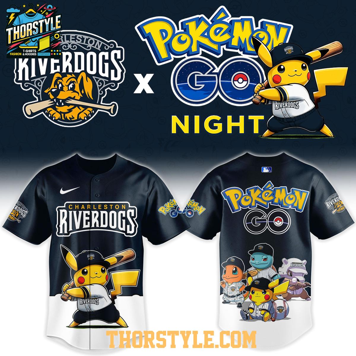 Charleston RiverDogs Pokemon GO Night 2026 Tourament Baseball Jersey Charleston RiverDogs Pokemon GO Night 2026 Tourament Baseball Jersey
