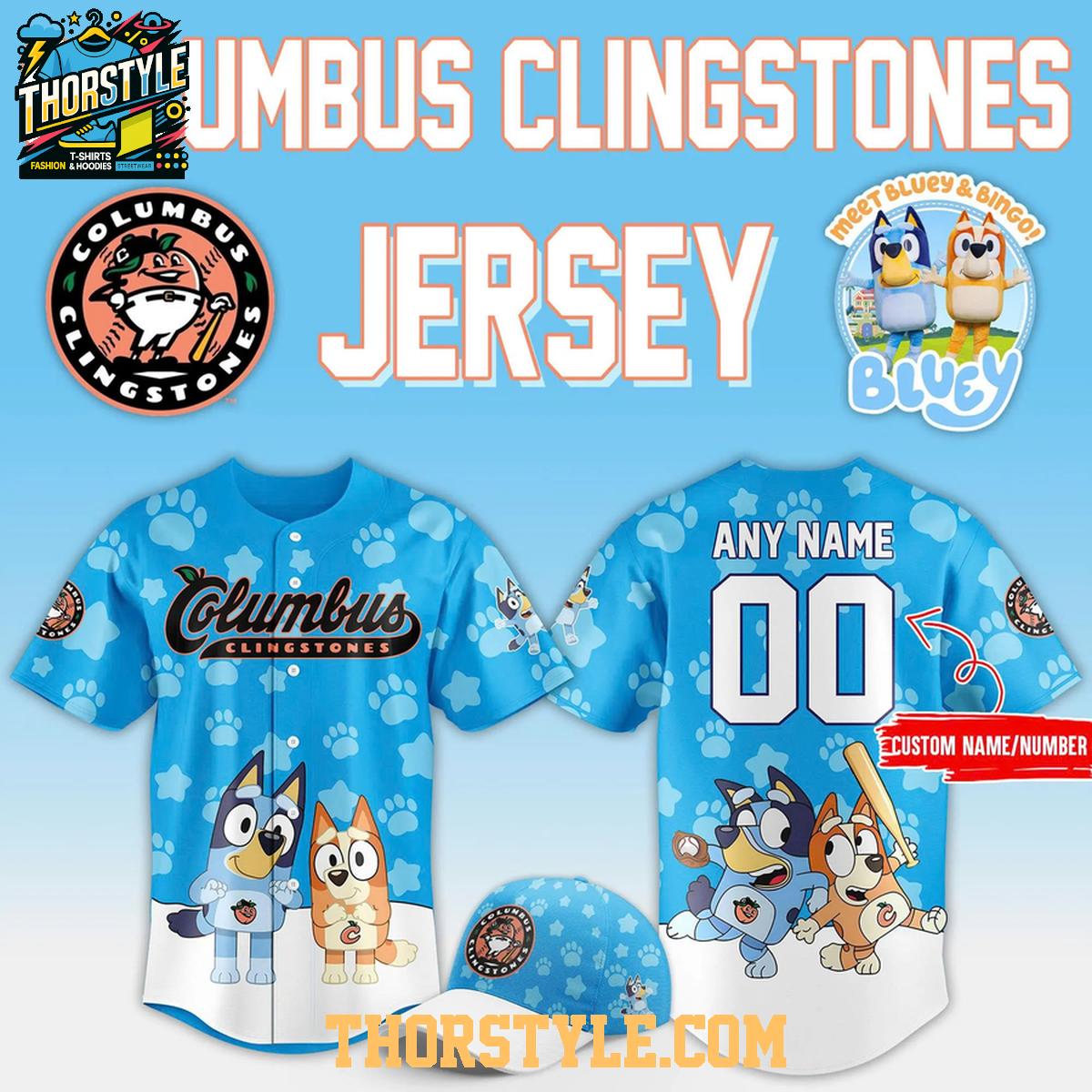 Columbus Clingstones x Bluey Day 2026 Game Personalized Baseball Jesrey Columbus Clingstones x Bluey Day 2026 Game Personalized Baseball Jesrey