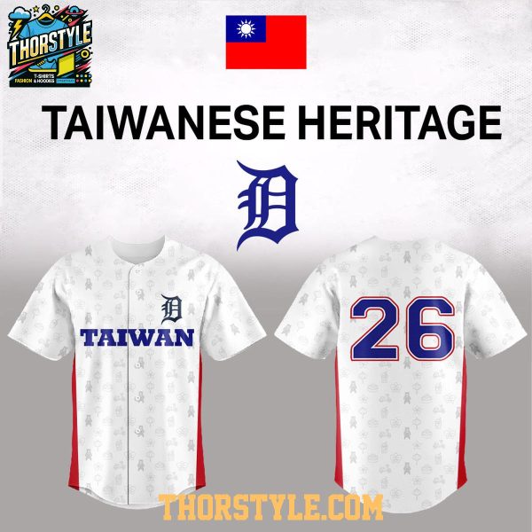 Detroit Tigers Taiwanese Heritage 2026 Night Personalized Baseball Jersey