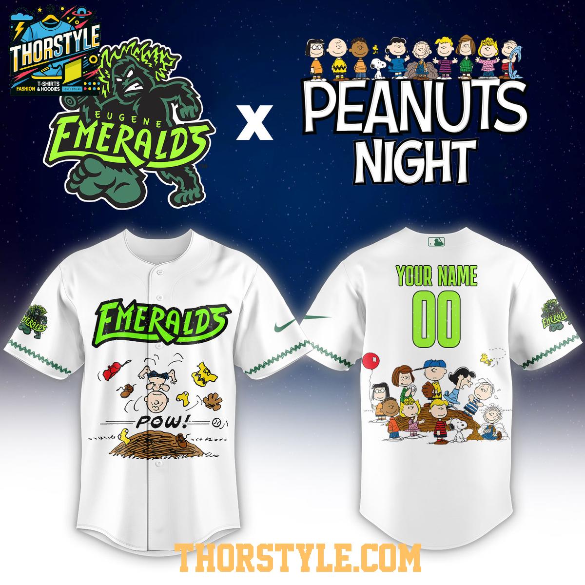 Eugene Emeralds Peanuts Night 2026 Minor League Personalized Jersey Eugene Emeralds Peanuts Night 2026 Minor League Personalized Jersey