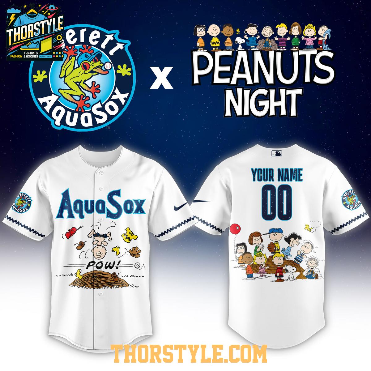 Everett AquaSox Peanuts Night 2026 Minor League Personalized Jersey Everett AquaSox Peanuts Night 2026 Minor League Personalized Jersey