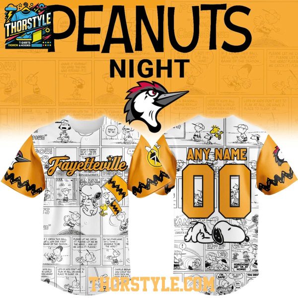 Fayetteville Woodpeckers x Peanuts Night Personalized Baseball Jersey 2026