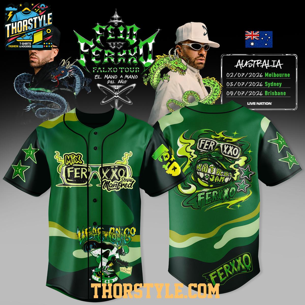 Ferxxo Falxo x El Mano a Mano Del Ano 2026 Tour Baseball Jersey Ferxxo Falxo x El Mano a Mano Del Ano 2026 Tour Baseball Jersey
