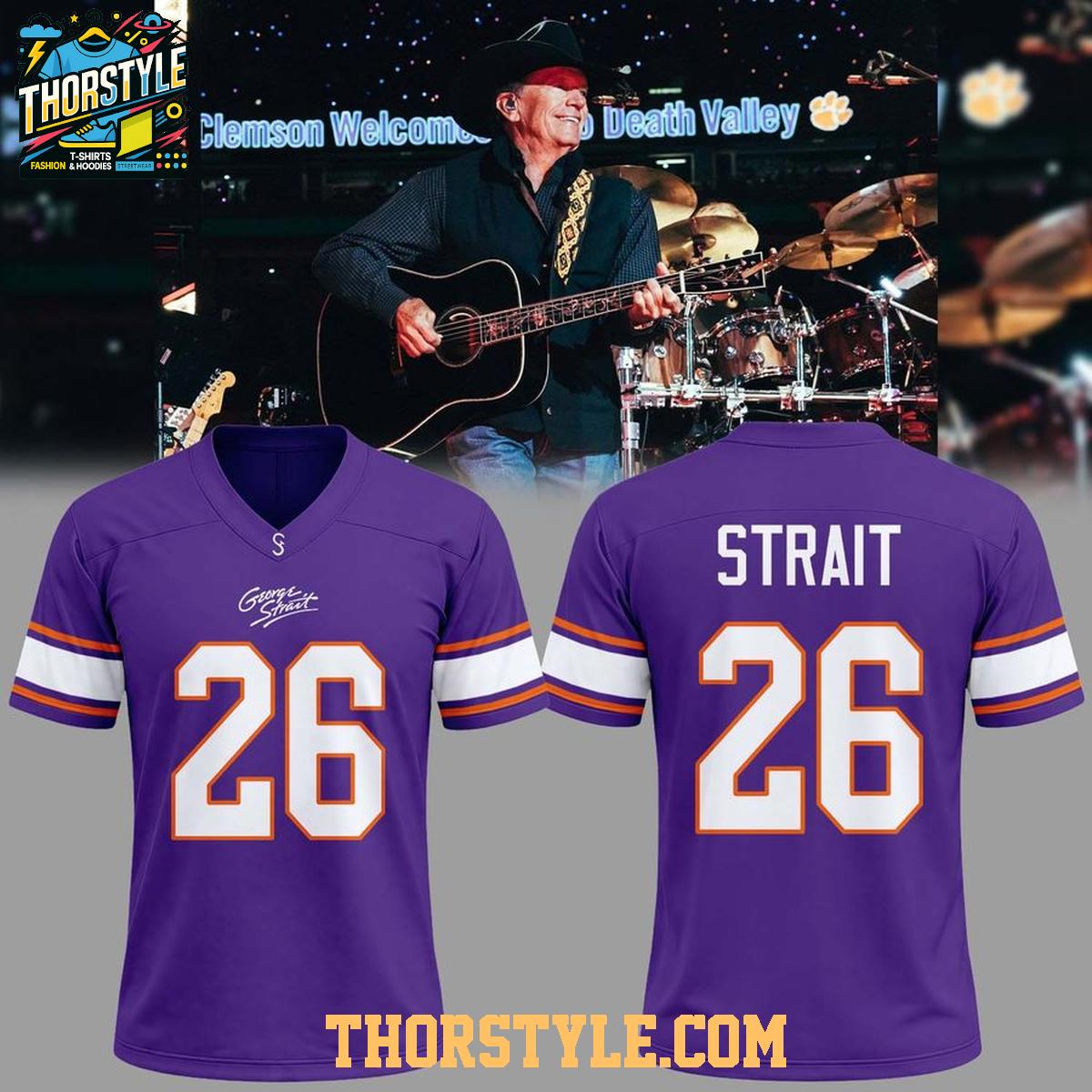 George Strait x Clemson Tigers Footbal Tour 2026 Football Jersey George Strait x Clemson Tigers Footbal Tour 2026 Football Jersey