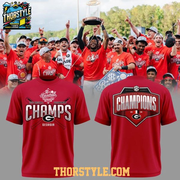 Georgia Bulldogs SEC Baseball Tournament Champions 2026 Hoodie Shirts Red