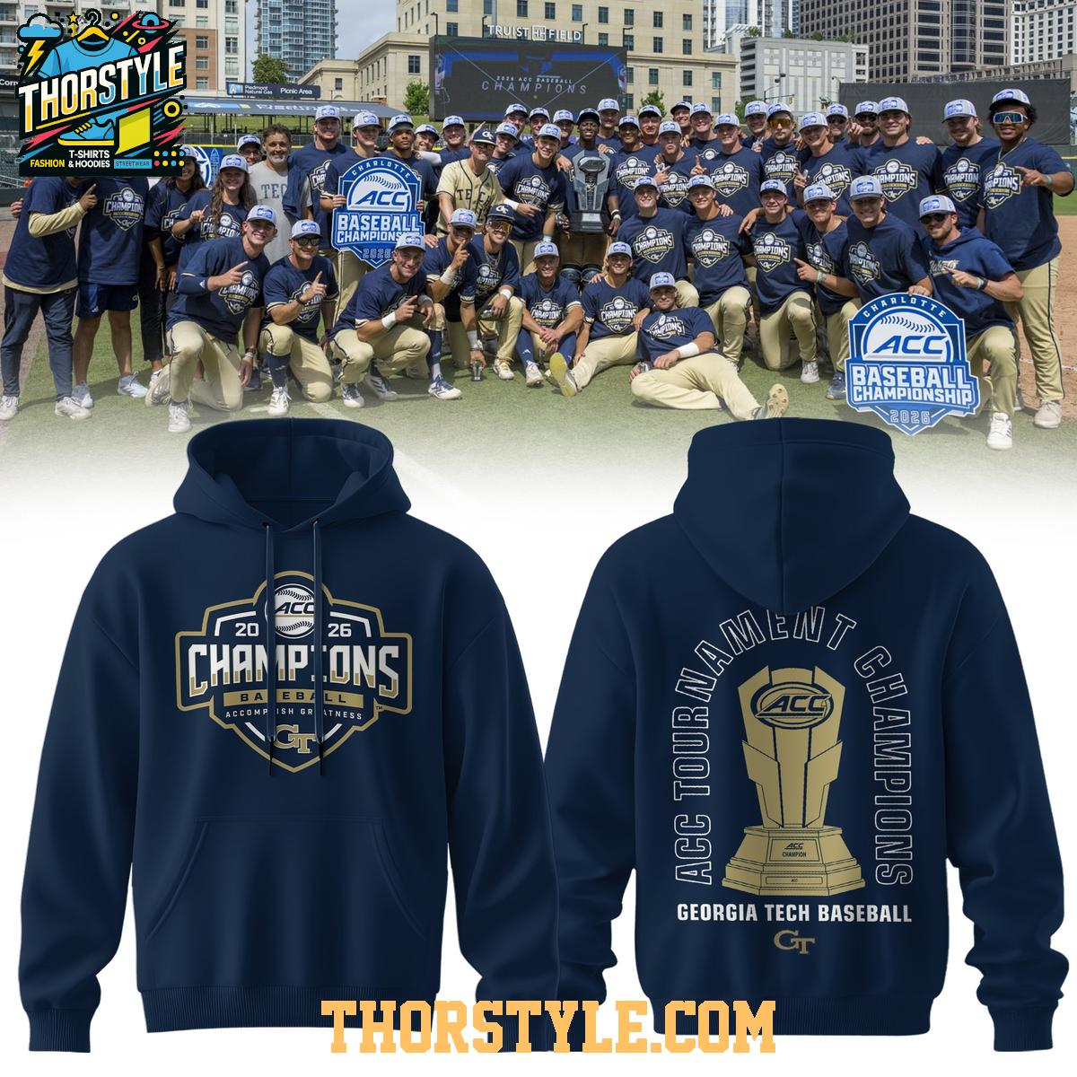 Georgia Tech Yellow Jackets ACC Tournament x Regular Season Back2Back Hoodie 2026 Georgia Tech Yellow Jackets ACC Tournament x Regular Season Back2Back Hoodie 2026