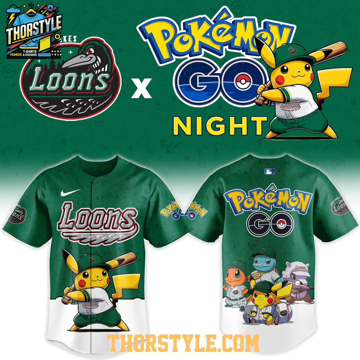 Great Lakes Loons Pokemon Go Night 2026 Tourament Baseball Jersey Great Lakes Loons Pokemon Go Night 2026 Tourament Baseball Jersey
